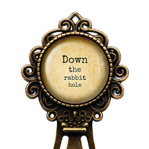 Alice in Wonderland Down the Rabbit Hole Bronze Bookmark
