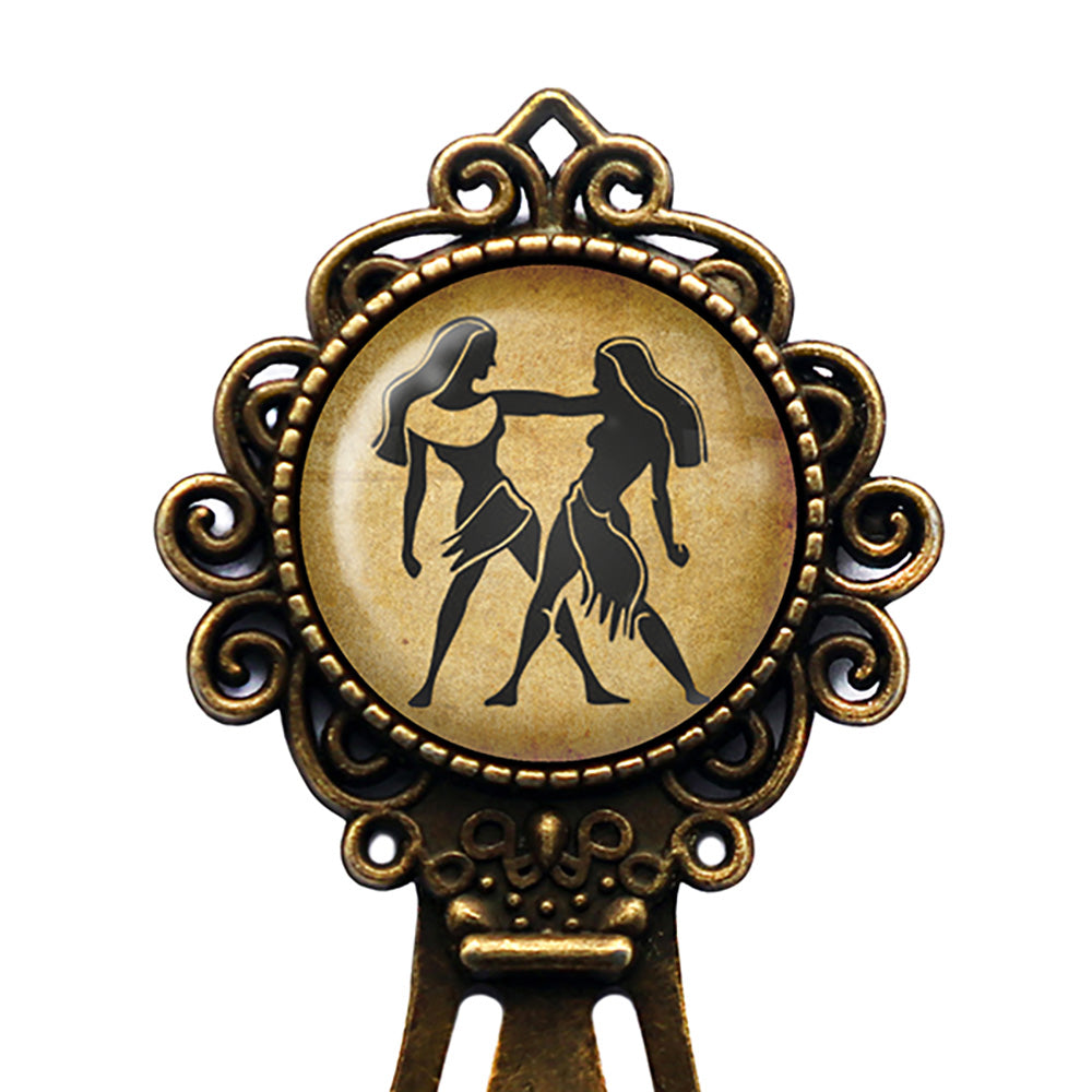 Zodiac Symbol Astrology Gemini Bronze Bookmark