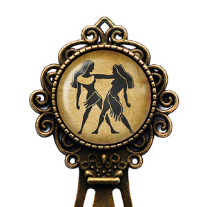 Zodiac Symbol Astrology Gemini Bronze Bookmark
