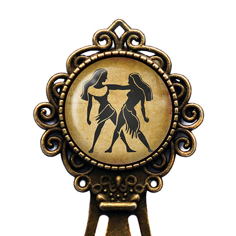 Zodiac Symbol Astrology Gemini Bronze Bookmark