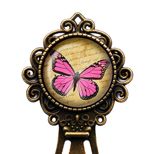 Pink Butterfly Bronze Bookmark