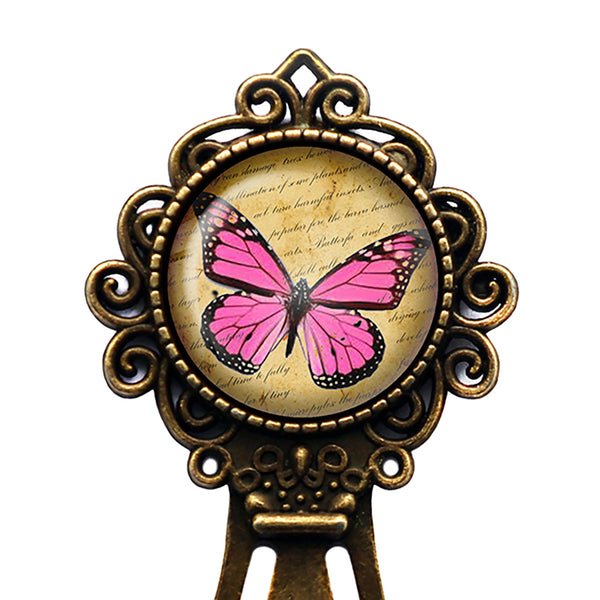 Pink Butterfly Bronze Bookmark