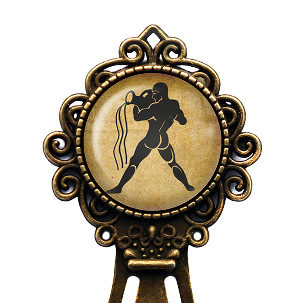 Zodiac Symbol Astrology Aquarius Bronze Bookmark