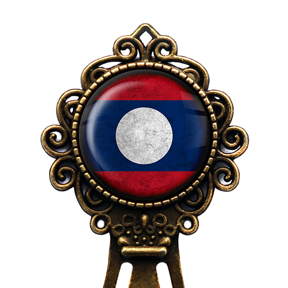 Laos Laotian Flag Bronze Bookmark