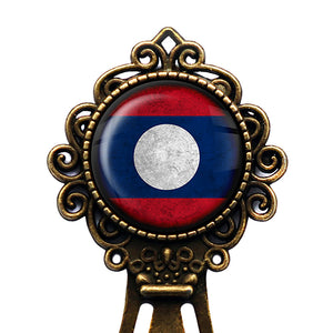 Laos Laotian Flag Bronze Bookmark