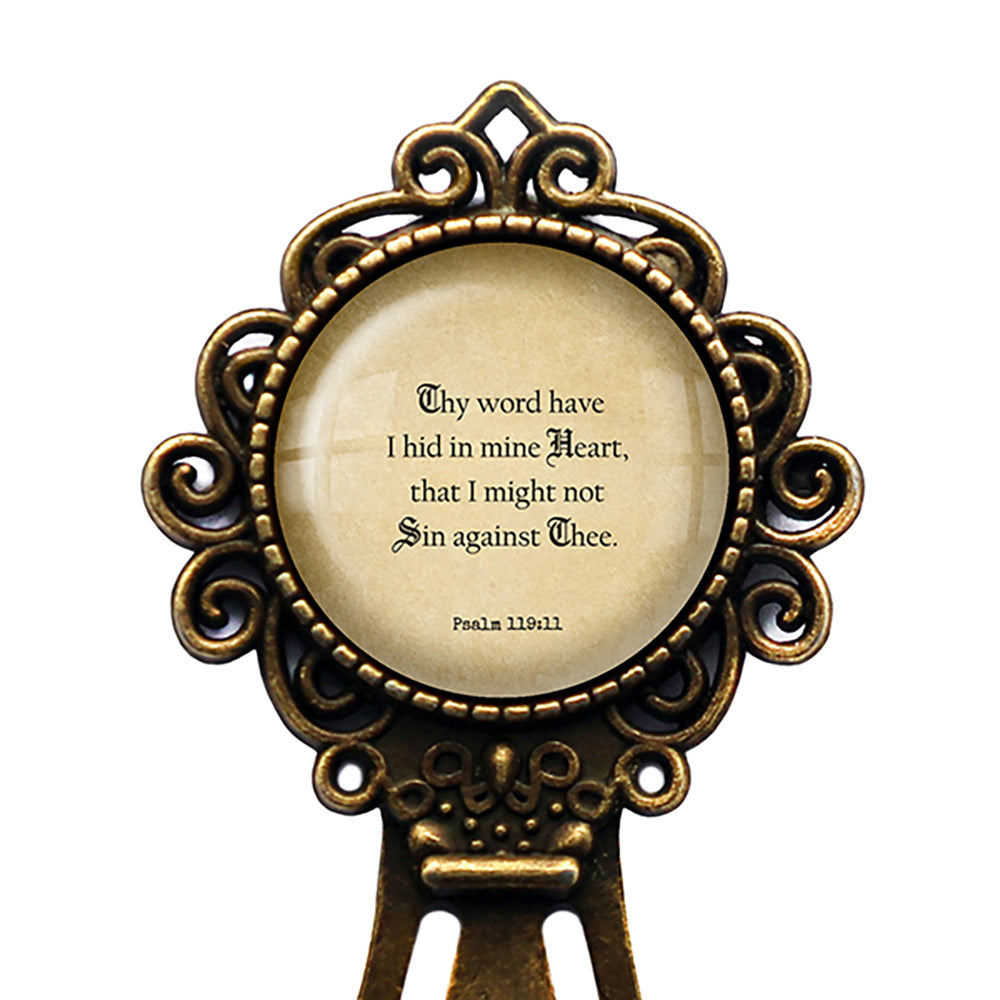 Psalm 119:11 Thy Word have I Hid in Mine Heart King James Version KJV Bible Bronze Bookmark