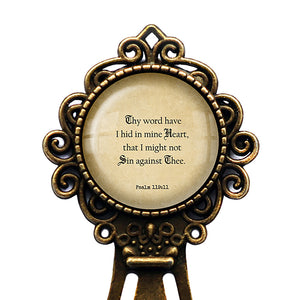 Psalm 119:11 Thy Word have I Hid in Mine Heart King James Version KJV Bible Bronze Bookmark