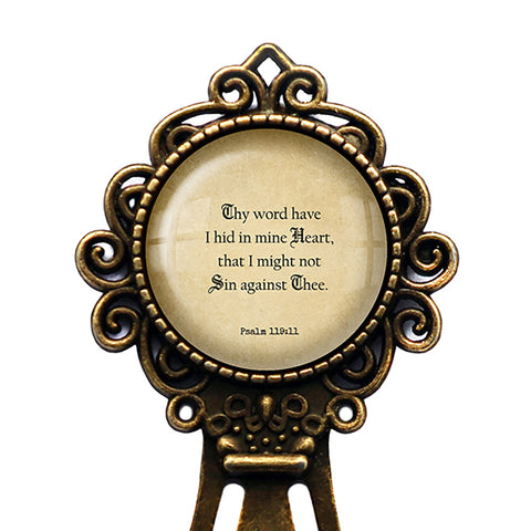 Psalm 119:11 Thy Word have I Hid in Mine Heart King James Version KJV Bible Bronze Bookmark