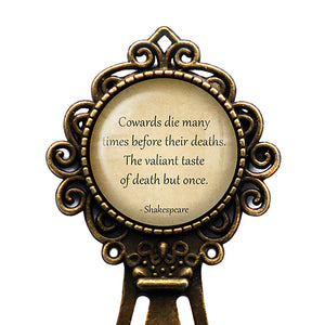 William Shakespeare Cowards Die Many Times Valiant Bronze Bookmark