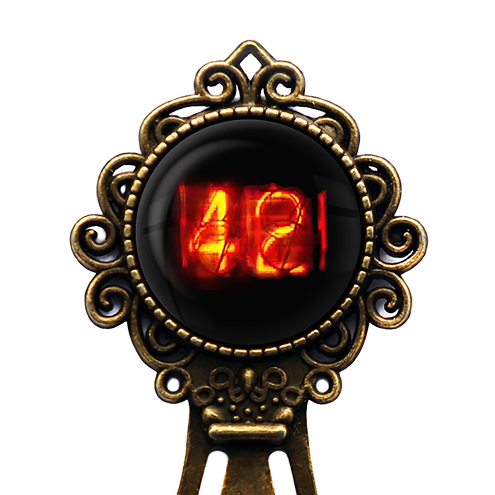 Dieselpunk Steampunk Cyberpunk Nixie Tube Print Number 42 Forty Two Meaning of Life Bronze Bookmark