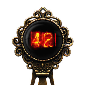 Dieselpunk Steampunk Cyberpunk Nixie Tube Print Number 42 Forty Two Meaning of Life Bronze Bookmark