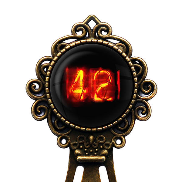 Dieselpunk Steampunk Cyberpunk Nixie Tube Print Number 42 Forty Two Meaning of Life Bronze Bookmark