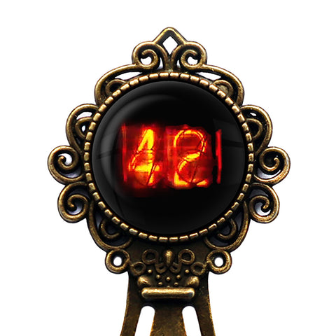 Dieselpunk Steampunk Cyberpunk Nixie Tube Print Number 42 Forty Two Meaning of Life Bronze Bookmark