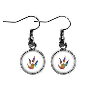 Chicken Paw Print Rainbow Watercolor Surgical Steel Earrings
