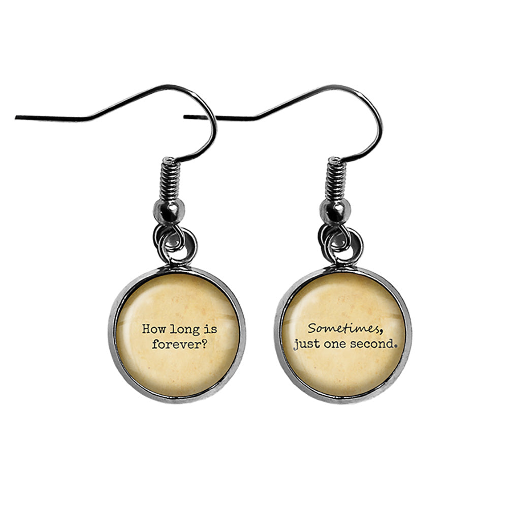 Alice in Wonderland How Long is forever Just One Second Surgical Steel Earrings