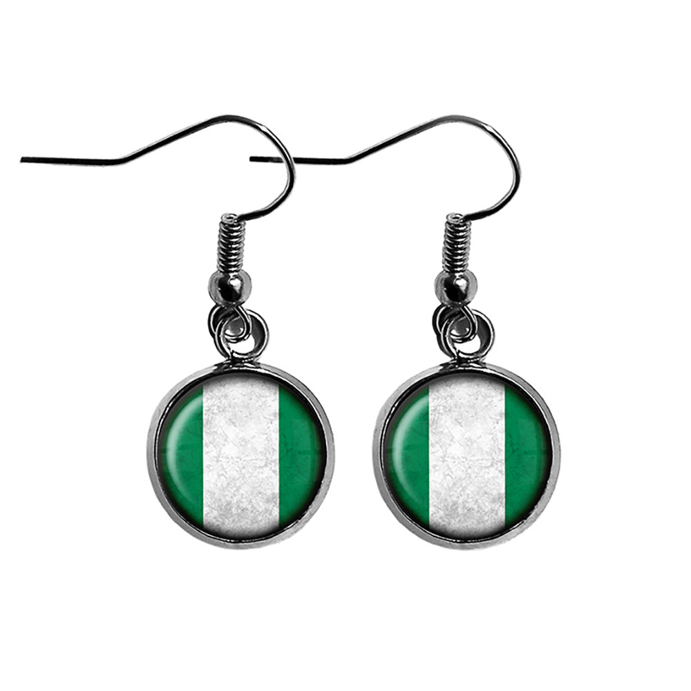 African Nation Nigeria Flag Surgical Steel Earrings