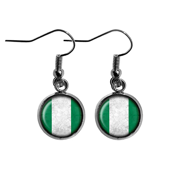 African Nation Nigeria Flag Surgical Steel Earrings