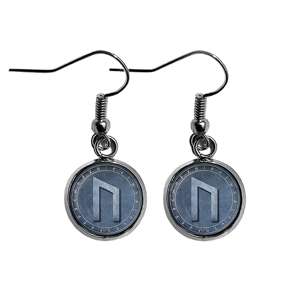 Viking Runes Elder Futhark Rune Circle U Uruz Power Surgical Steel Earrings