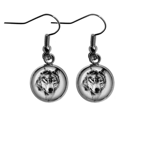 Wolf Head Surgical Steel Earrings