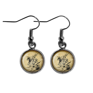 Alice in Wonderland White Rabbit Trumpet Surgical Steel Earrings