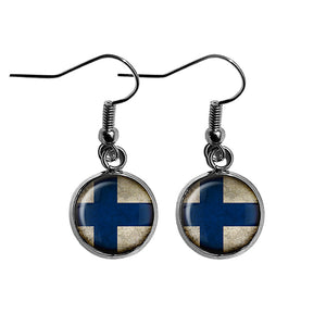 Republic of Finland Finnish Flag Surgical Steel Earrings