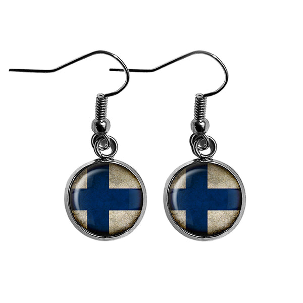 Republic of Finland Finnish Flag Surgical Steel Earrings