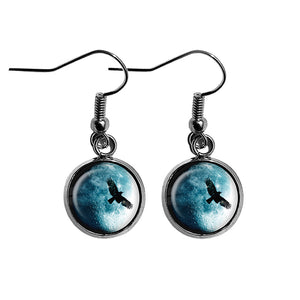Halloween Full Moon Raven Surgical Steel Earrings