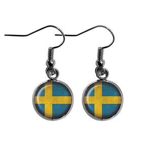 Sweden Swedish Flag Surgical Steel Earrings