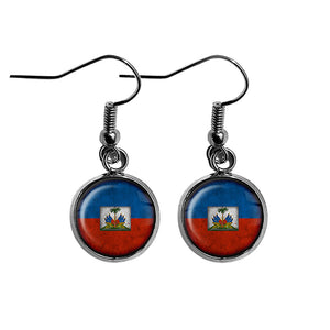 Haiti Haitian Flag Surgical Steel Earrings
