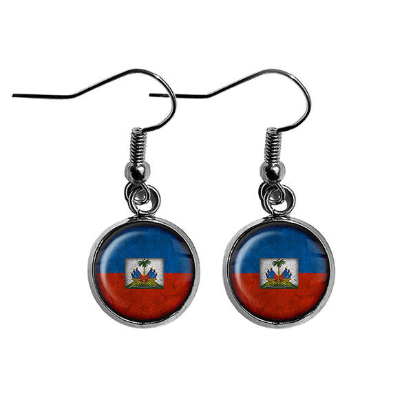 Haiti Haitian Flag Surgical Steel Earrings