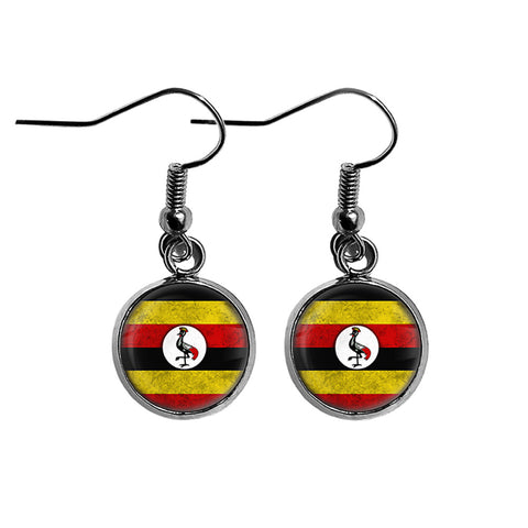 Uganda Ugandan Flag Surgical Steel Earrings