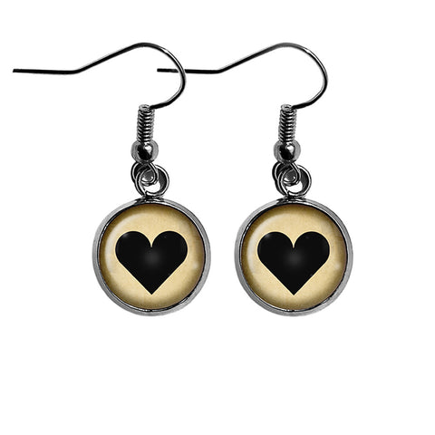 Black Love Heart Mothers Valentines Surgical Steel Earrings