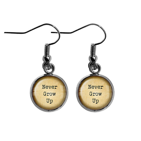 Peter Pan Never Grow Up Surgical Steel Earrings