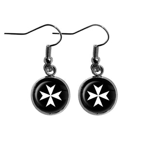 Knights of Malta Hospitalier Hospitaller Surgical Steel Earrings