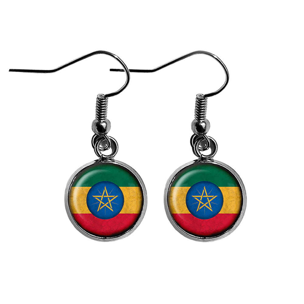 Ethiopia Ethiopian Flag Surgical Steel Earrings