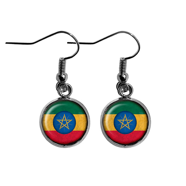 Ethiopia Ethiopian Flag Surgical Steel Earrings