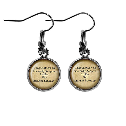 Alice in Wonderland Imagination The Weapon in the War Against Reality Surgical Steel Earrings