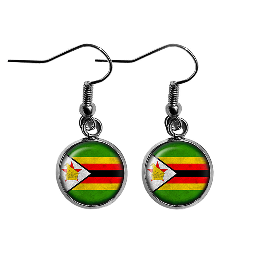 Zimbabwe Zimbabwean Flag Surgical Steel Earrings