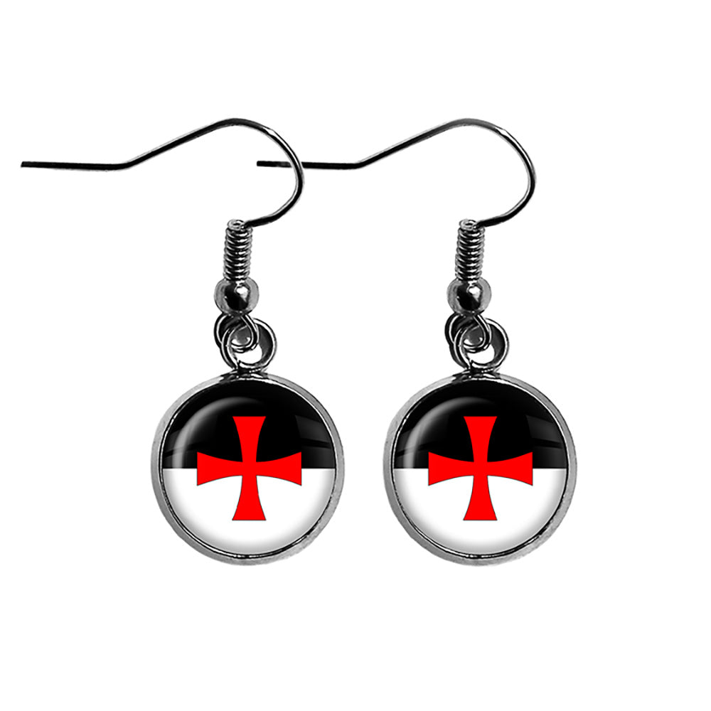 Knights Templar Battle Flag Standard Surgical Steel Earrings