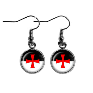 Knights Templar Battle Flag Standard Surgical Steel Earrings
