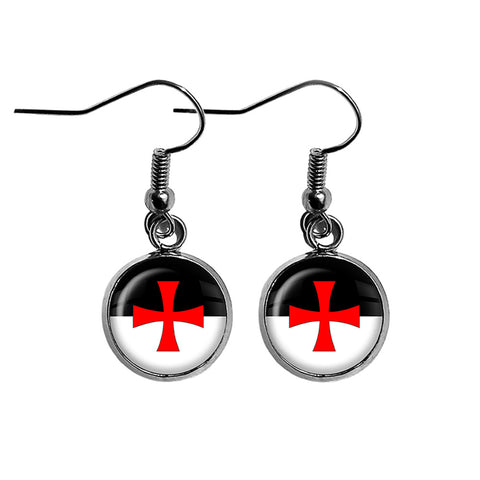 Knights Templar Battle Flag Standard Surgical Steel Earrings