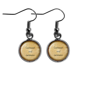 Alice in Wonderland Curiouser and Curiouser Surgical Steel Earrings