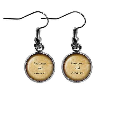 Alice in Wonderland Curiouser and Curiouser Surgical Steel Earrings