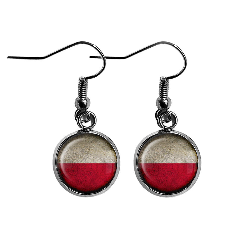 Poland Polish Polska Flag Surgical Steel Earrings
