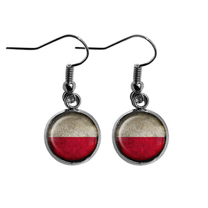 Poland Polish Polska Flag Surgical Steel Earrings