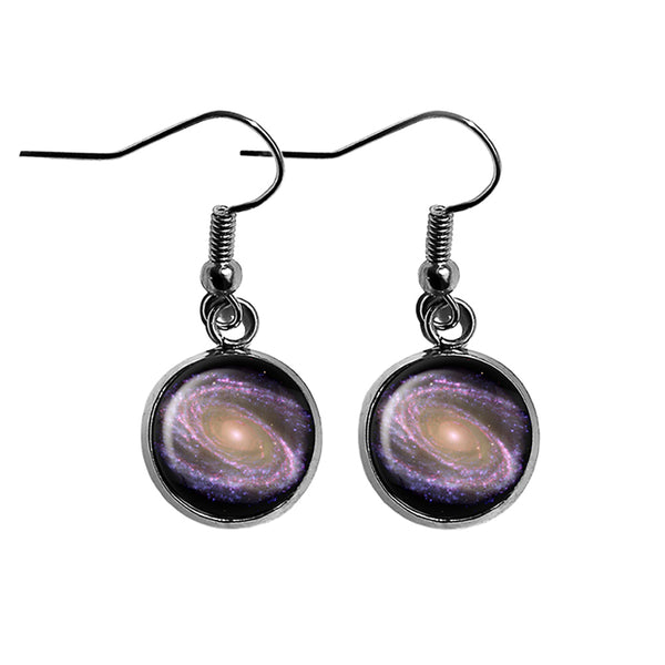 NASA Photograph Purple Galaxy Surgical Steel Earrings