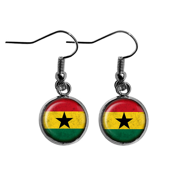 African Nation Ghana Flag Surgical Steel Earrings