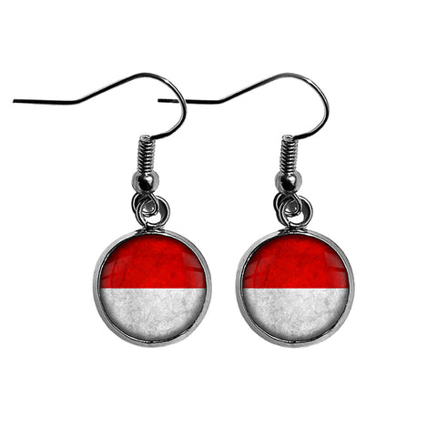 Monaco Monégasque Monacan Flag Surgical Steel Earrings