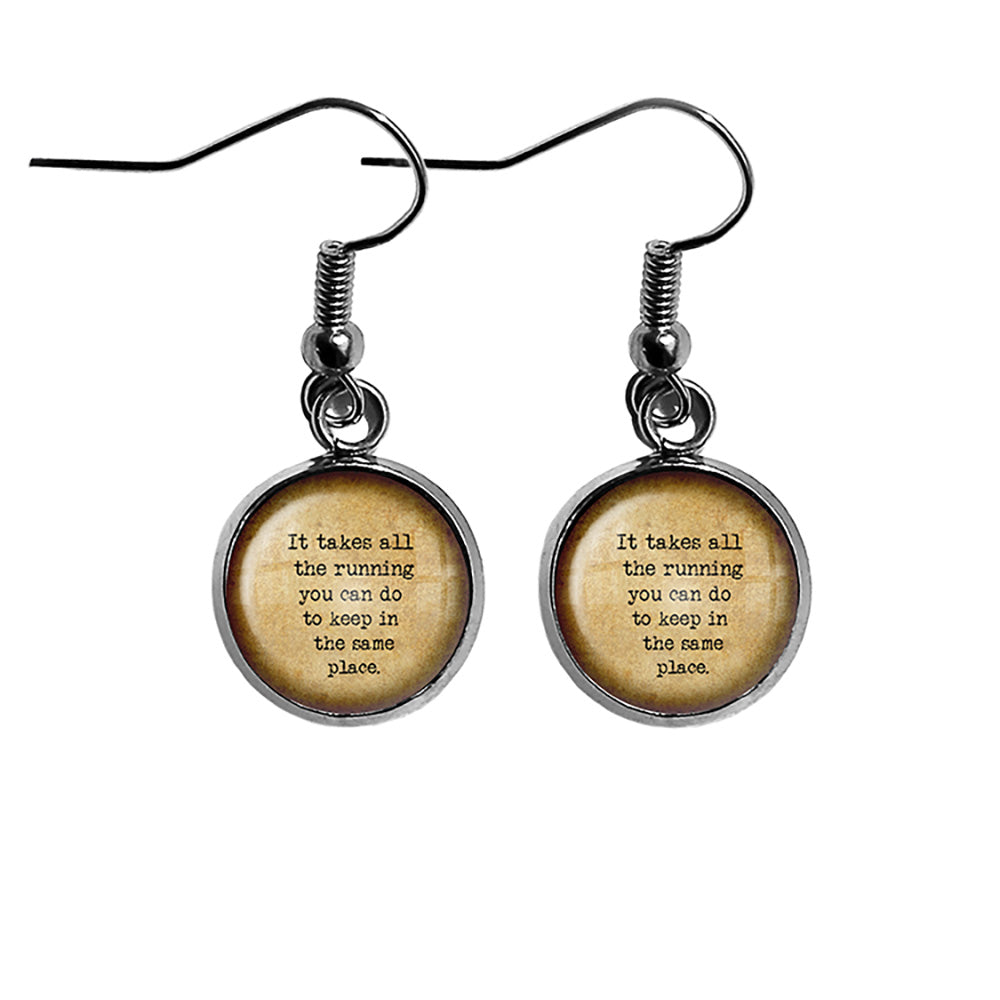 Alice in Wonderland All the Running Keep in the Same Place Surgical Steel Earrings