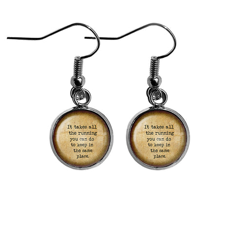 Alice in Wonderland All the Running Keep in the Same Place Surgical Steel Earrings